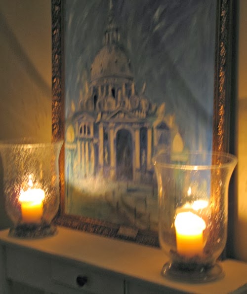 Candles on a table. 