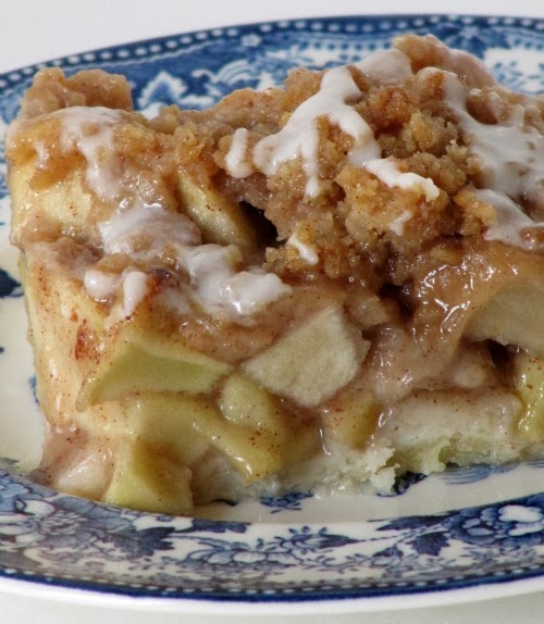 Slab apple pie with streusel topping.