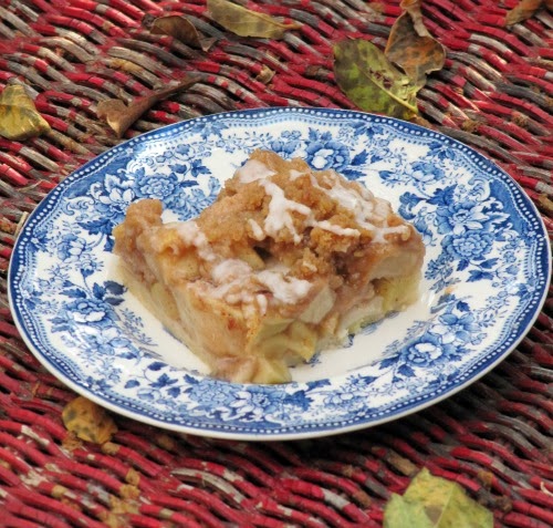 Slab apple pie with streusel topping.