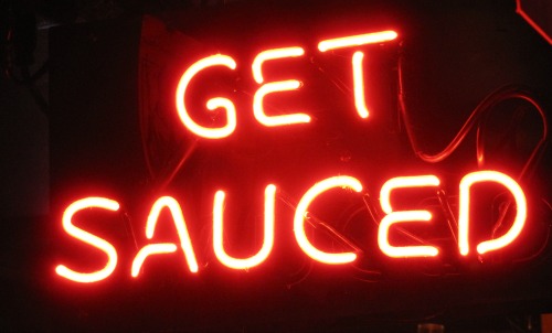 summer fun list, get sauced neon sign.