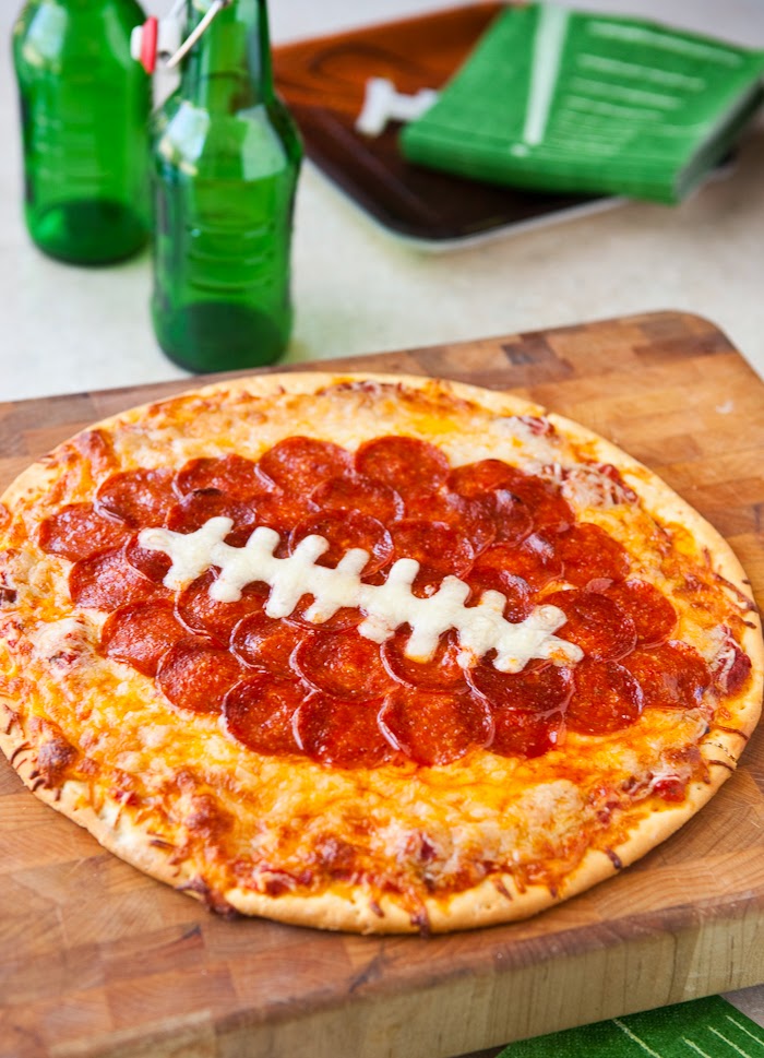 foot ball shaped pizza