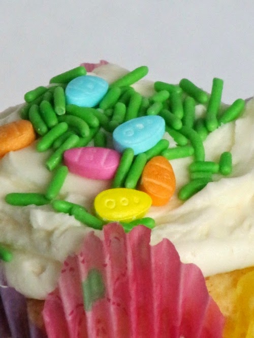 White Butter Cupcakes with Sprinkles Buttercream Frosting