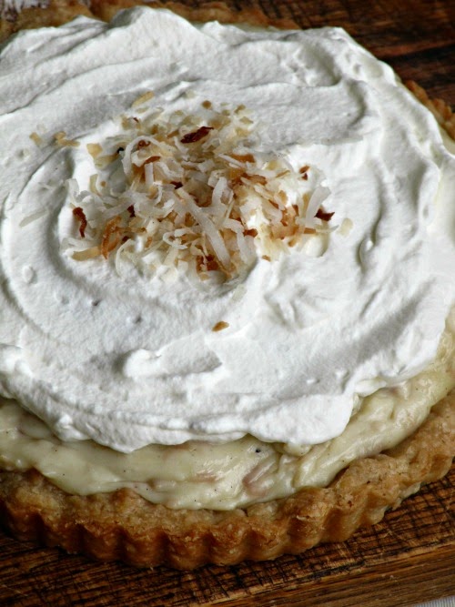 Coconut cream pie with whipped cream