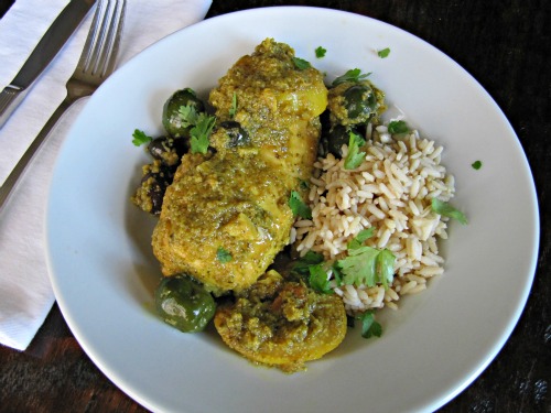 Chicken tagine with preserved lemon and rice. 