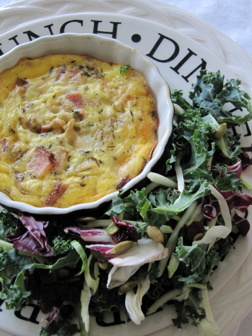 Crustless Caramelized Onion, Ham and Gruyere Quiche