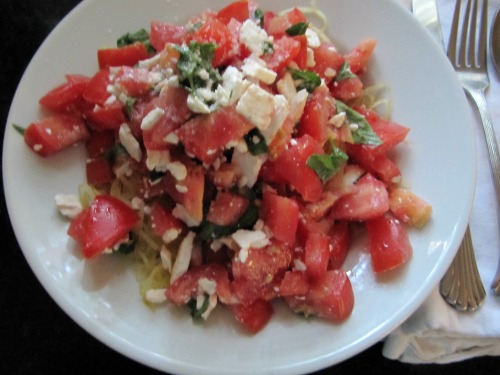 Tomato, Basil and Feta over Spaghetti Squash