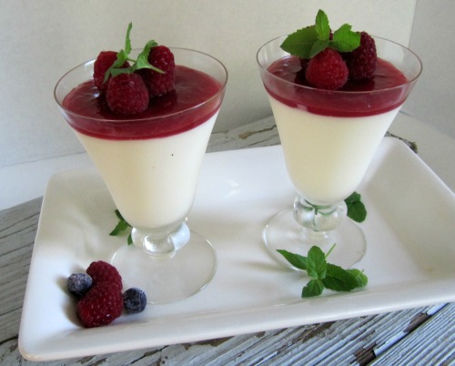 Swedish Cream with Raspberry Sauce. 