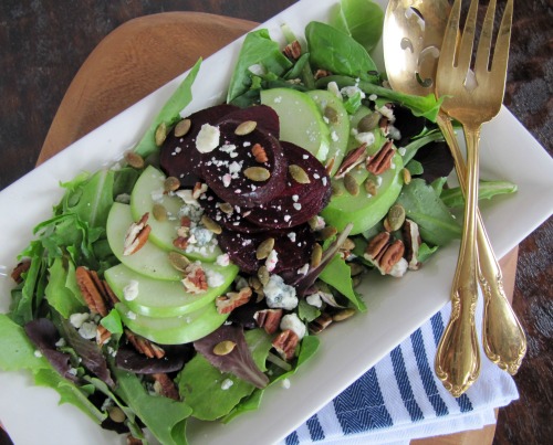 Roasted Beet, Apple, Pecan, and Blue Cheese Salad