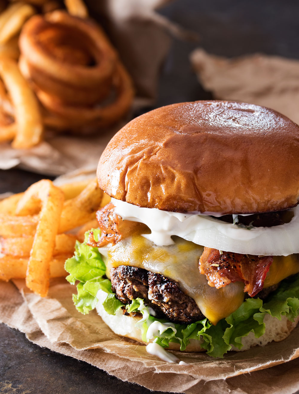 Pepper Crusted Bacon Cheeseburger