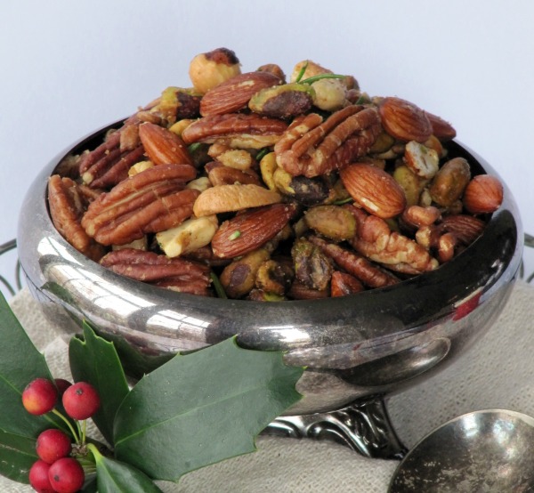 Union Street Cafe Bar Nuts in a silver-plate bowl
