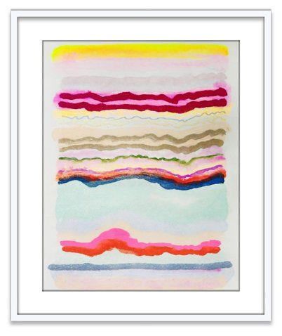 Colorful wiggly stripe painting.