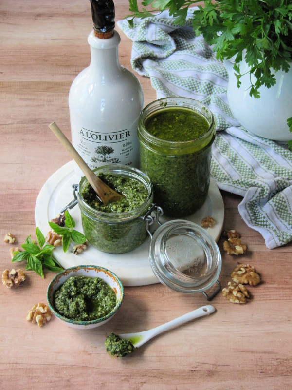 Garden Fresh Basil Walnut Pesto