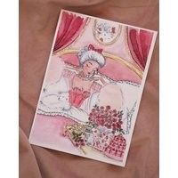 Marie Antoinette In Bed with Cakes and Cookies Watercolor