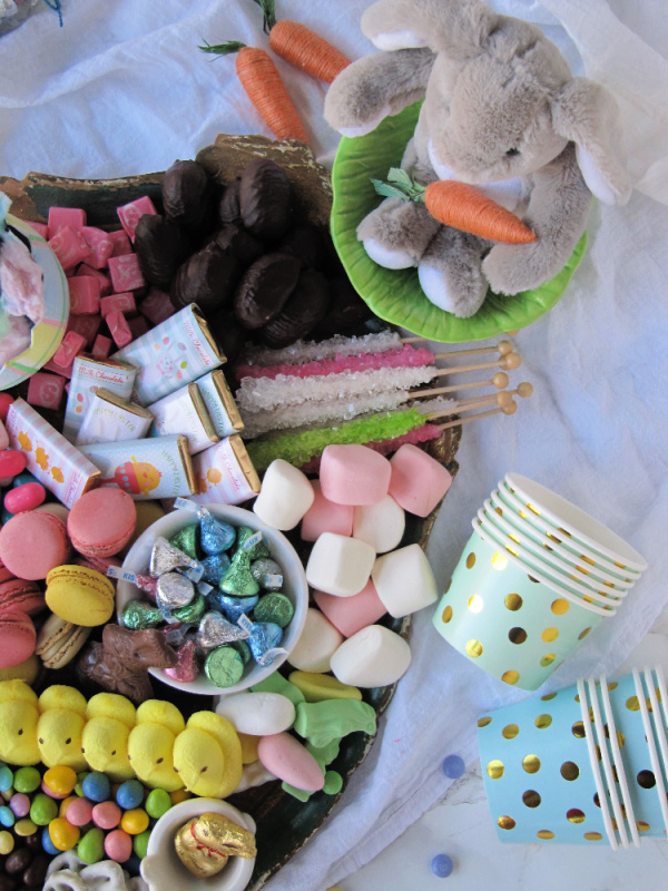Peeps chocolate marshmallows and a stuffed bunny