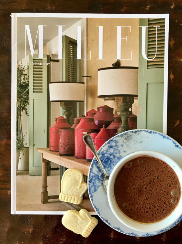 Mileu Magazine and hot chocolate