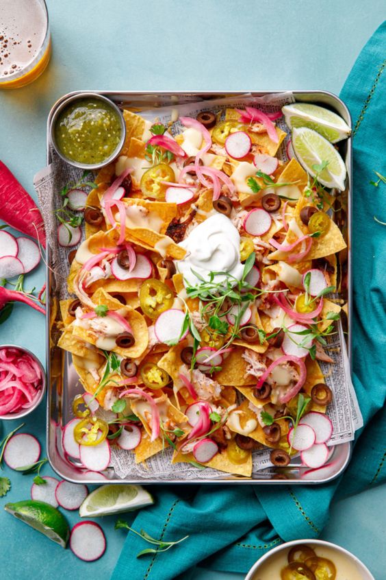 Loaded smoked chicken nachos from Love and Olive Oil