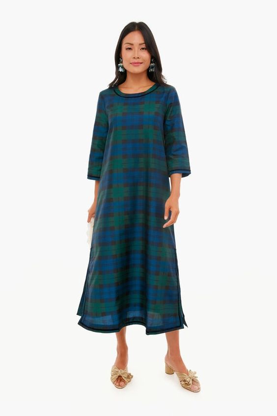 Green and black plaid dress