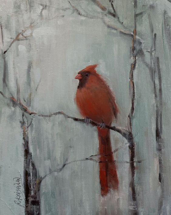 painting of a cardinal