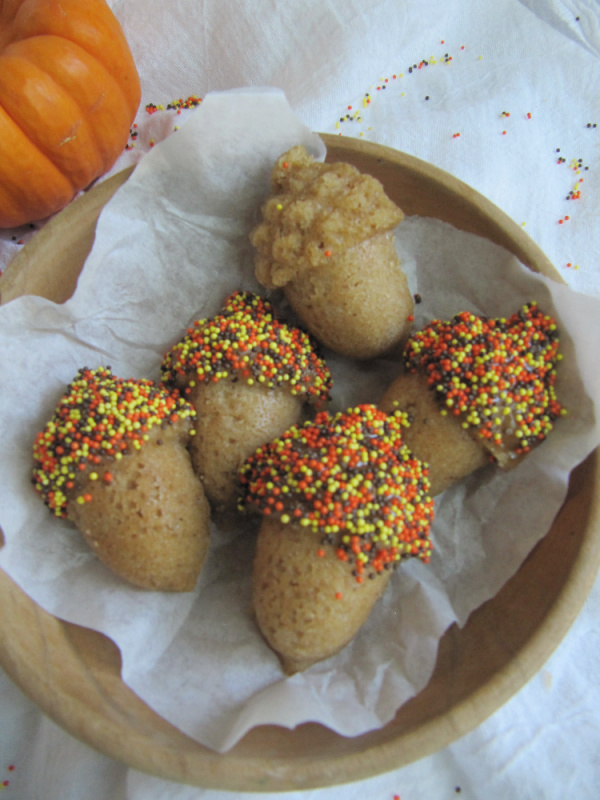 Maple Spiced Acorn Cakes with Maple Glaze and Fall Sprinkles