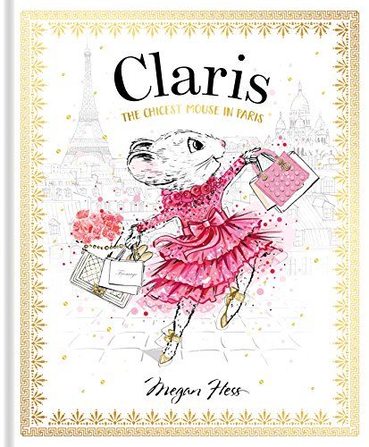 book cover of claris the chicest mouse in Paris with a little moue in a pink dress carrying a pink purse