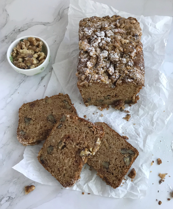 Spiced Apple Bread with Maple Glazed Walnut Topping