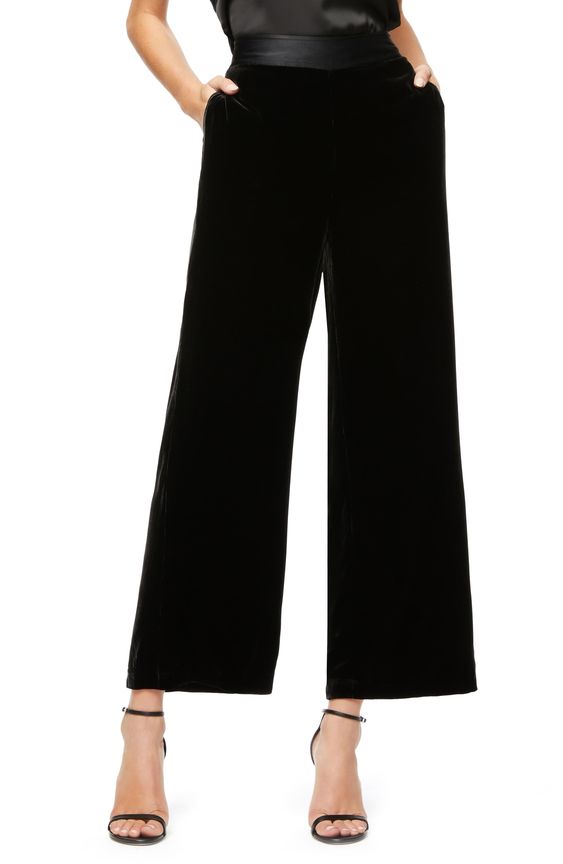 wide legged black velvet pants