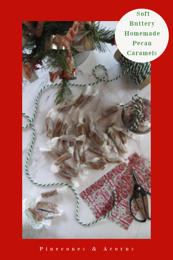 Soft Buttery Homemade Pecan Caramels pin