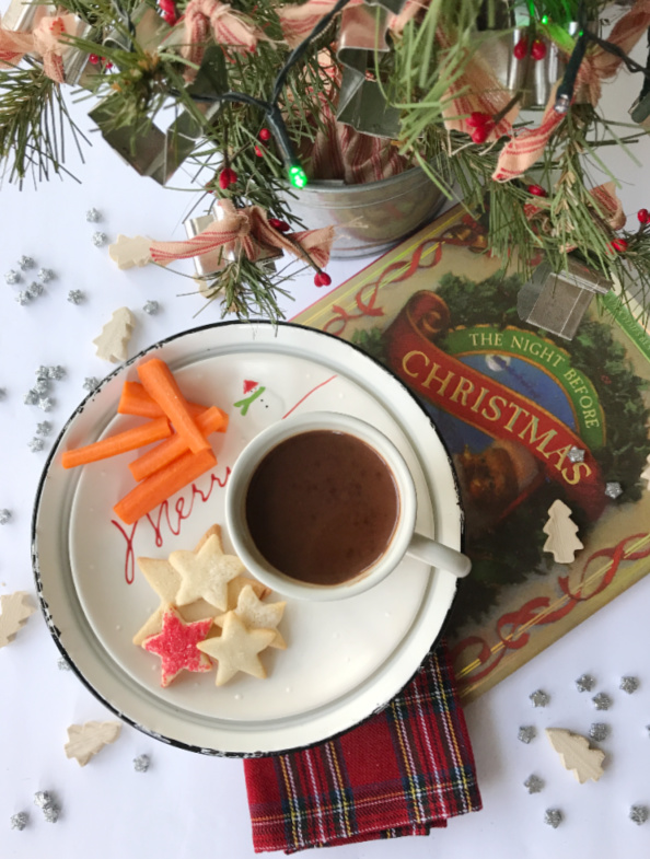 Twas the night before christmas book hot chocolate a christamas tree and a plate of cookies and carrots-2