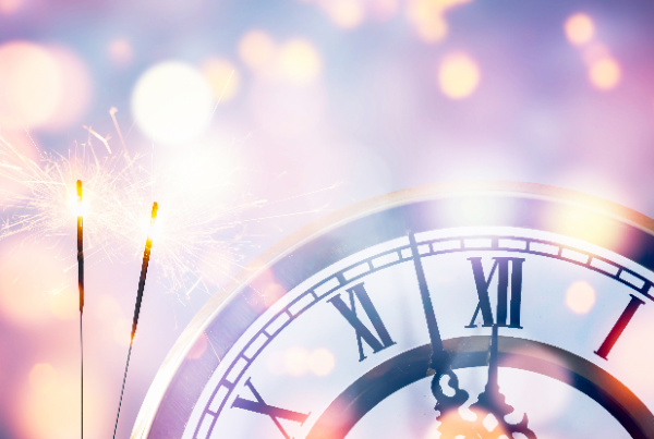 sparklers and a clock for New Years eve