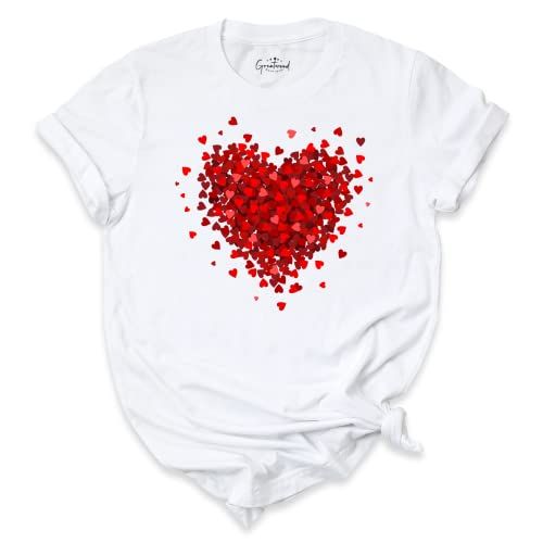 white t shirt with a red heart