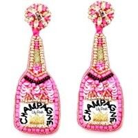 pink beaded champagne bottle earrings
