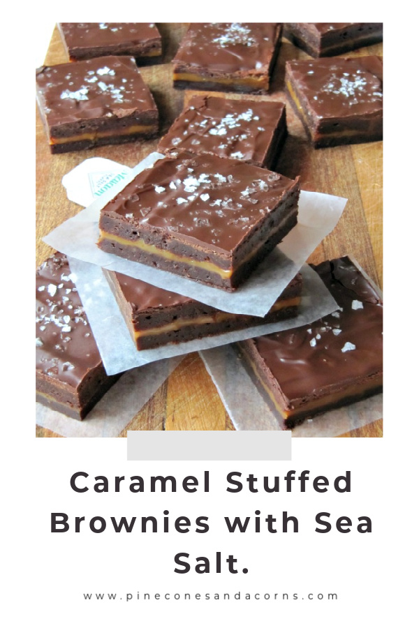 Caramel stuffed brownies with sea salt 
