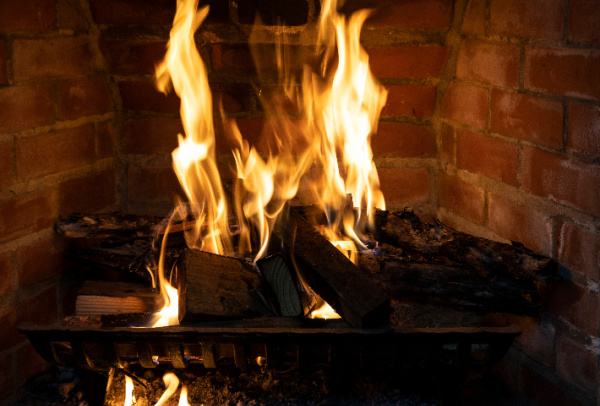 fire in the fireplace