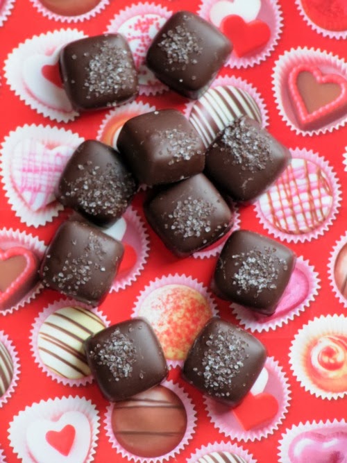 Valentines day chocolate caramels