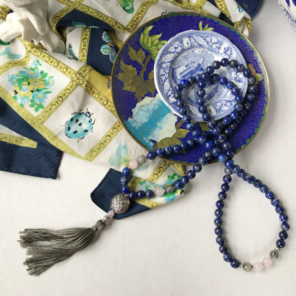 regifting cloisonné plate lapis necklace silk scarf