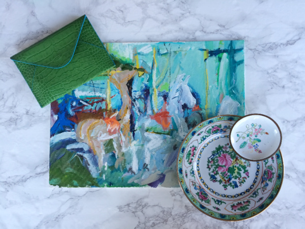 oli painting cloisonne plate leather envelope