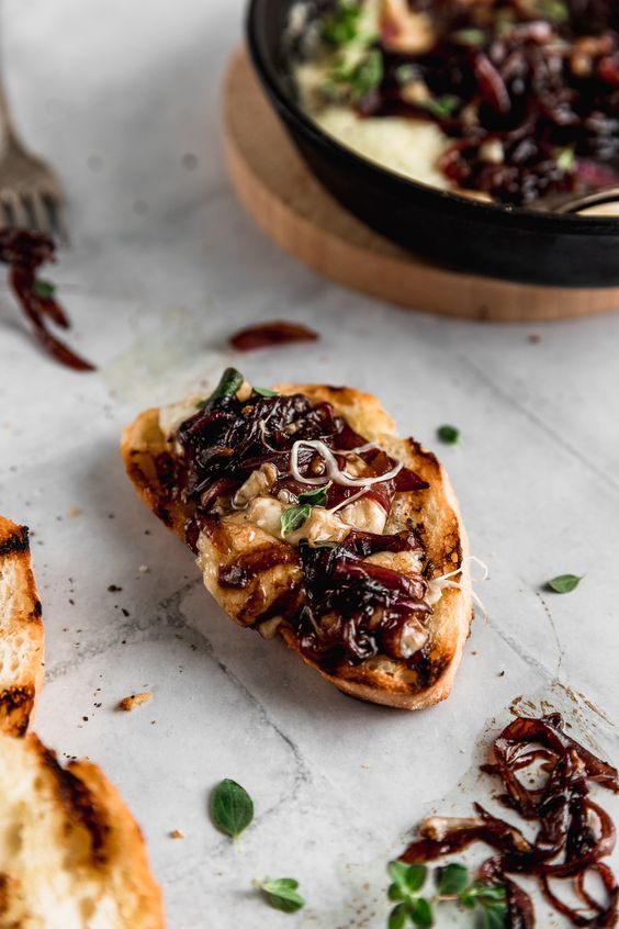provolone cheese with balsamic caramelized onions