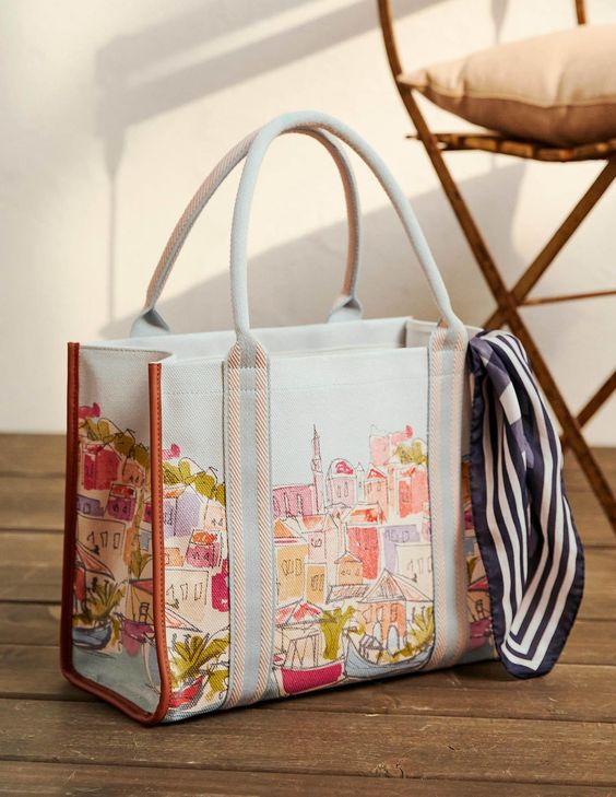 rainbow village on a tote