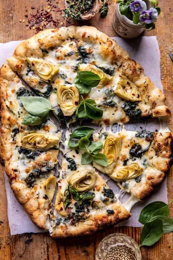 spinach artichoke pizza half baked harvest 