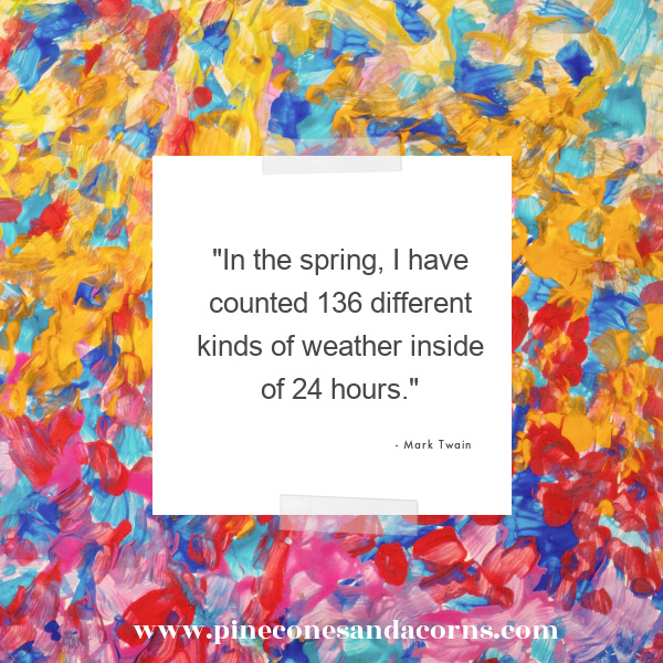 In the spring, I have counted 136 different kinds of weather inside of 24 hours.