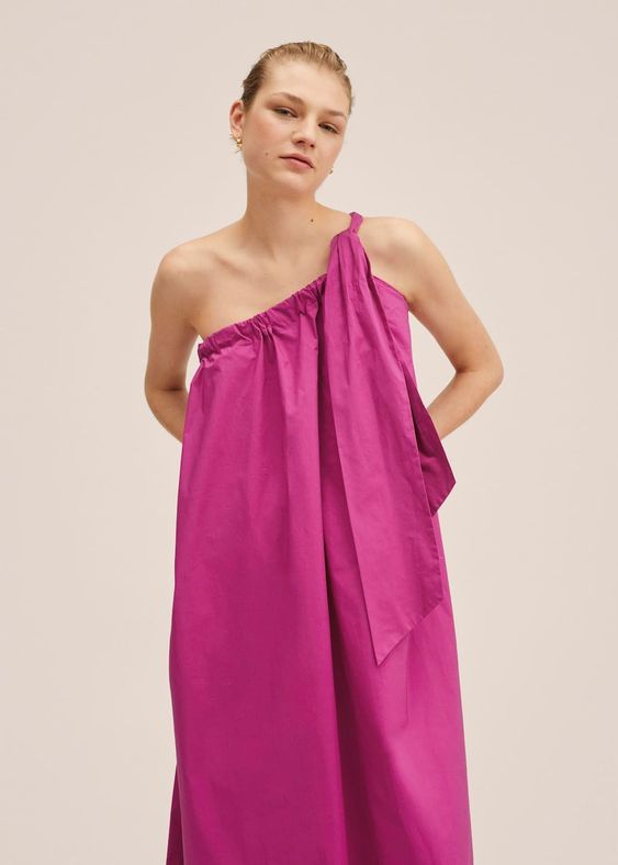 Fuschia off the shoulder dress