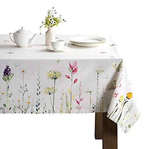 white table cloth with flowers