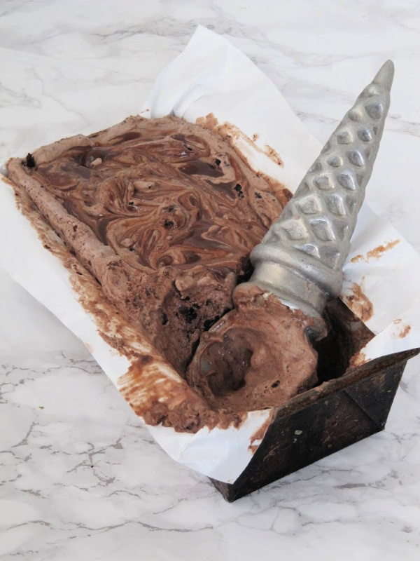 No Churn Chocolate Bourbon Brownie Fudge Swirl Ice Cream