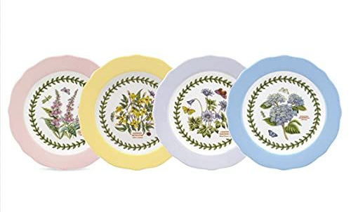 4 round pastel rimed salad plates