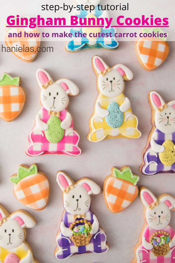 Gingham bunny cookies