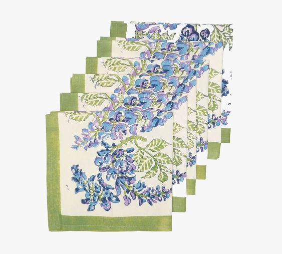 Friday Favorites Wisteria green and blue napkins Pottery Barn