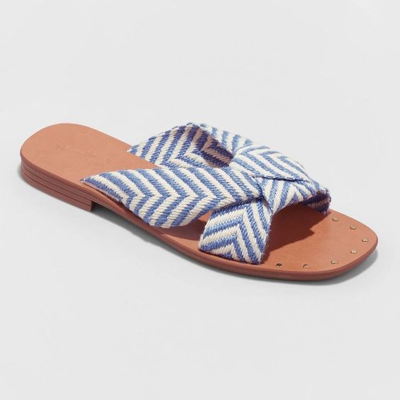 chevron blue and white sandals