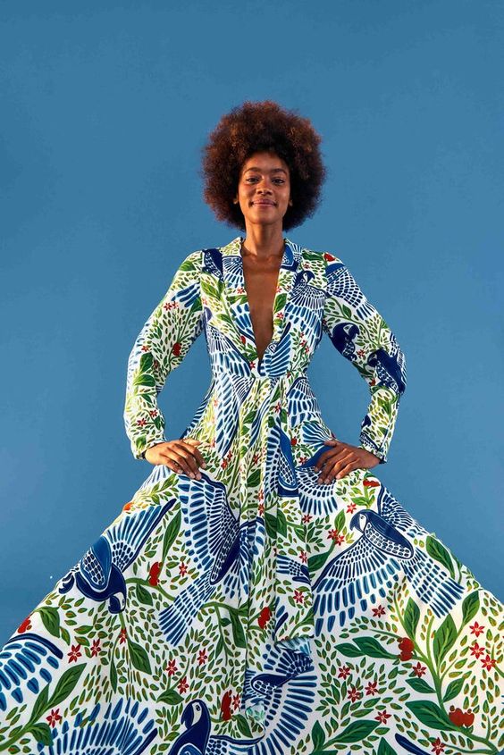 weekend meanderings Farm Rio Blue Macaw Flight Maxi Dress