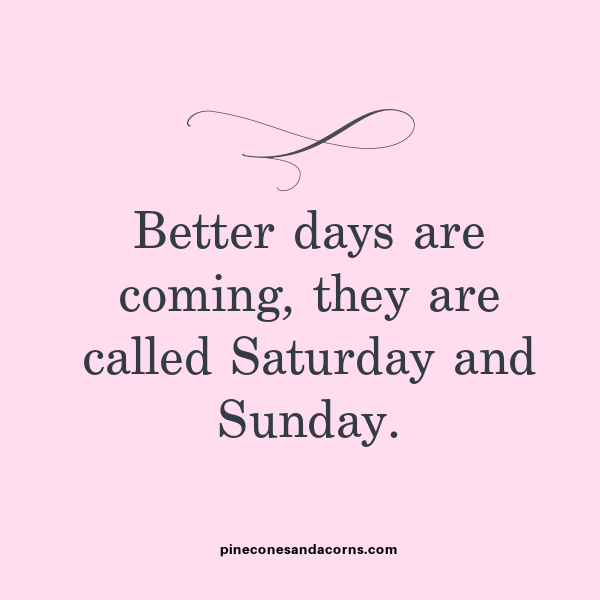 Friday Favorites Better days are coming they are called Saturday and Sunday