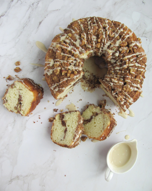 Ina Garden Sour Cream Coffee Cake with Maple Glaze